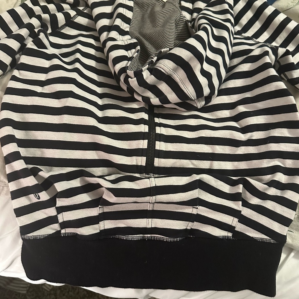 Black and White Striped Hoodie